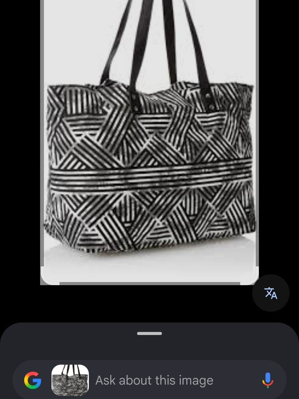 Hurley Juniors Tomboy Tote Black White Geometric Shoulder Bag beach Bag Canvas - Picture 14 of 16